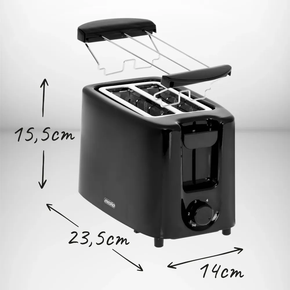 Mesko toaster, grille-pain 2 tranches, 900W, noir, MS 3220