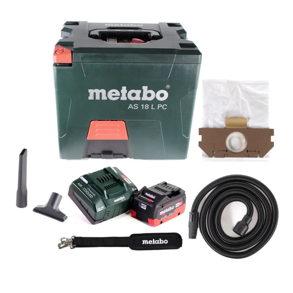 Metabo AS 18 L PC Aspirateur sans fil 18V 7.5L (602021850) + 1x Batterie 8.0Ah + Chargeur