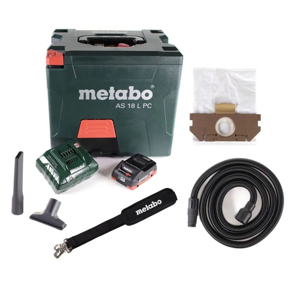 Metabo AS 18 L PC Aspirateur sans fil 7,5L 18V + 1x Batterie LiHD 4,0Ah + Chargeur (602021850)