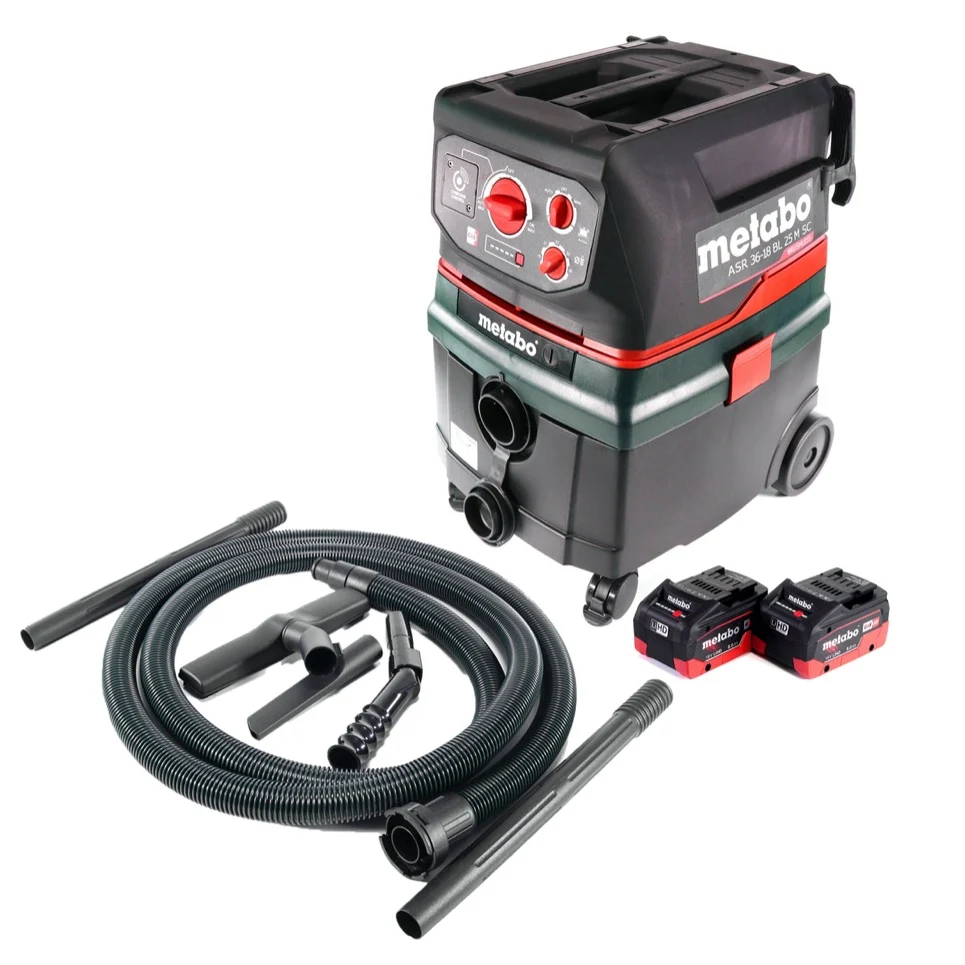 Metabo ASR 36 18 BL 25 M SC 36 V (2x 18 V) Aspirateur eau/poussière 25 l brushless + 2x Batteries 8.0 Ah - sans chargeur