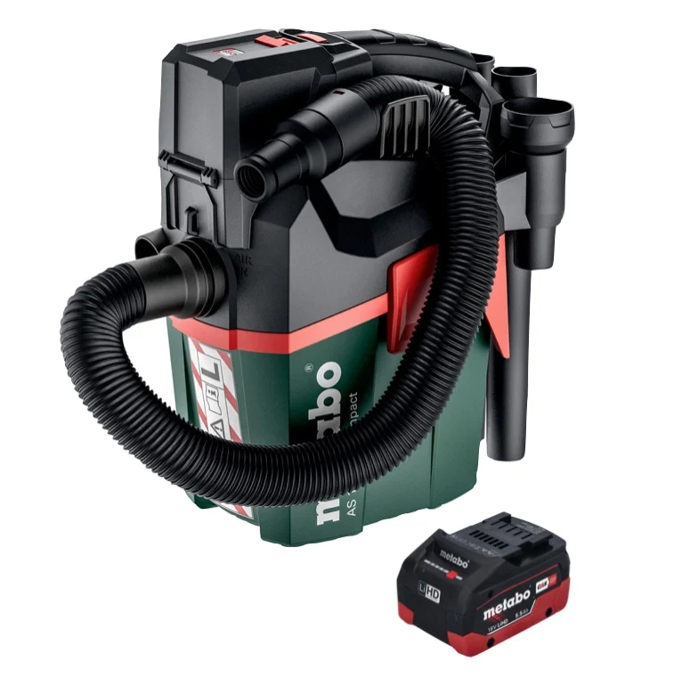Metabo AS 18 L PC Compact Aspirateur sans fil 18 V 6 l IPX4 classe de poussière L eau et poussière + 1x batterie 5,5 Ah -...