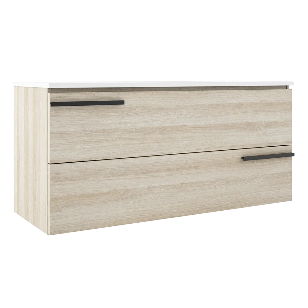 Meuble-lavabo mural Accent 48 po à deux tiroirs - Chêne blanc
