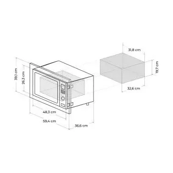 Micro ondes encastrable numerique 23 litres blanc Cecotec GrandHeat 2350