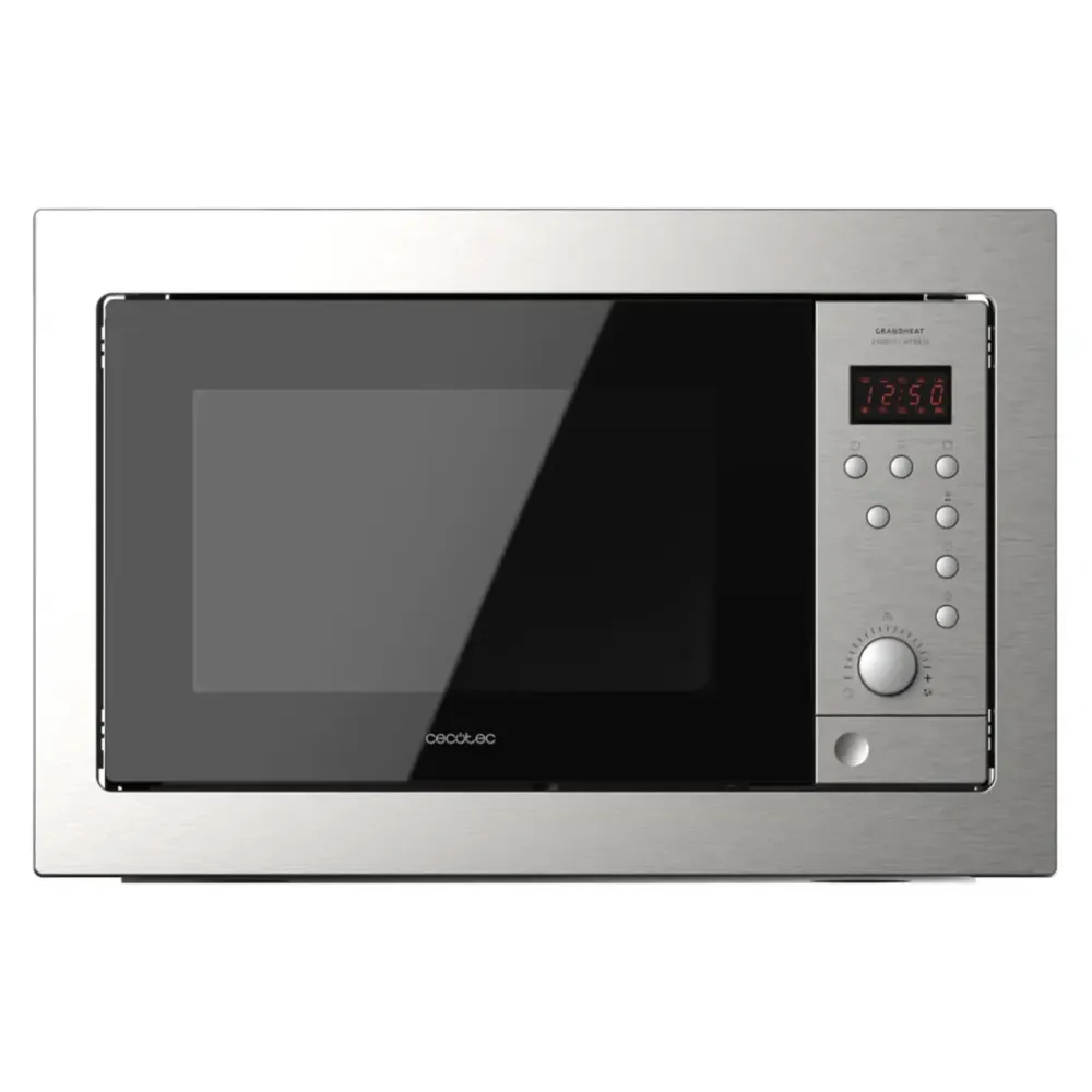 Microondes encastrable 900 W 8 fonctions avec grill design moderne acier noir Cecotec