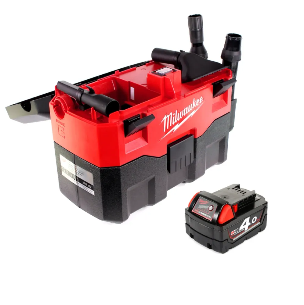 Aspirateur eau et poussière Milwaukee M18 VC 401 batterie 18V + 1x batterie 4,0Ah - sans chargeur