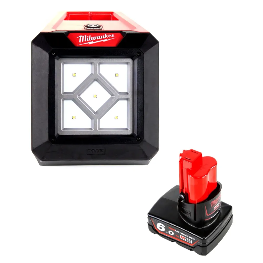 Milwaukee M12 AL-601 Projecteur de chantier sans fil, 12 V Li-Ion + 1x Batterie 6,0 Ah - sans chargeur