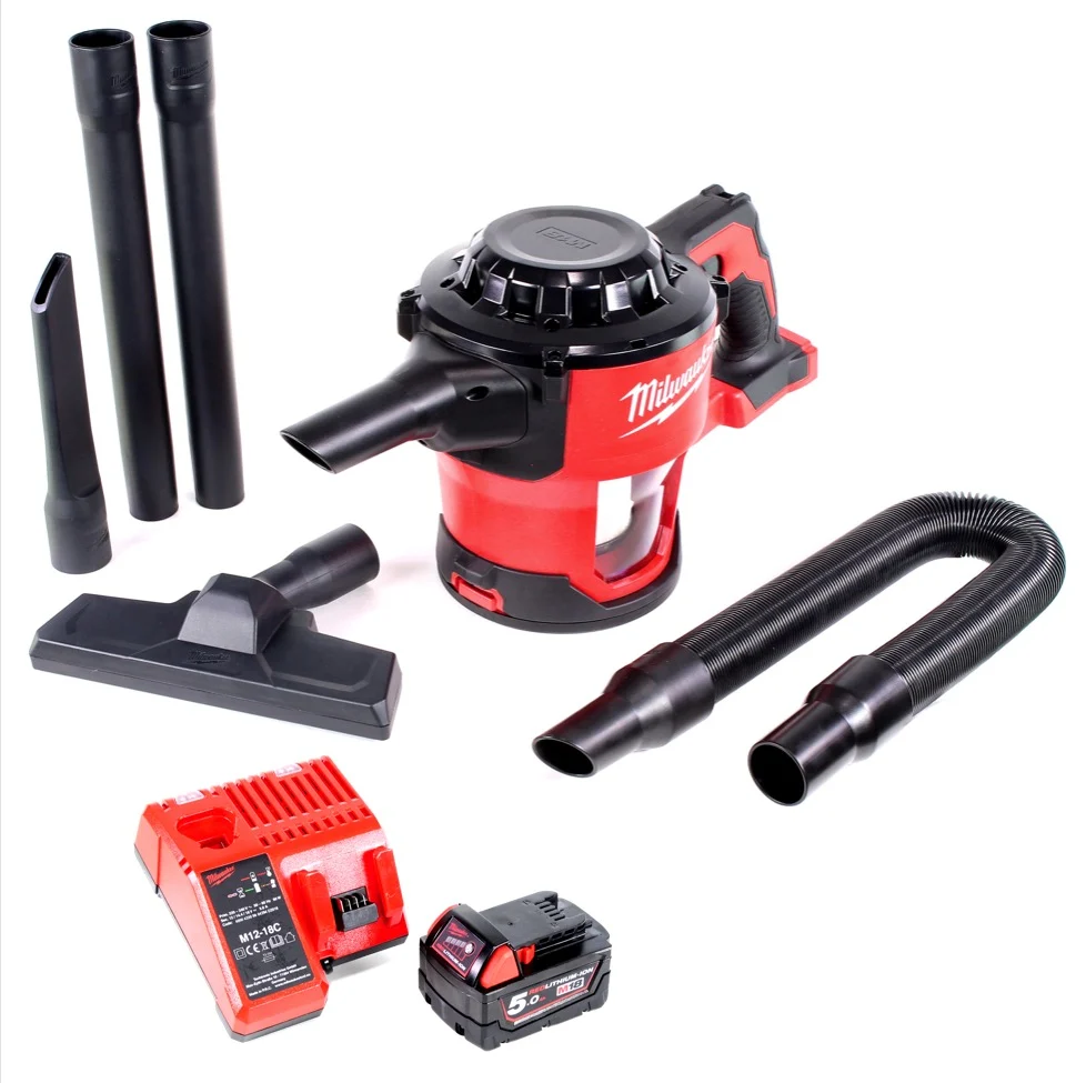 Milwaukee M18 CV 501C Aspirateur sans fil 18V + 1x Batterie 5,0 Ah + Chargeur