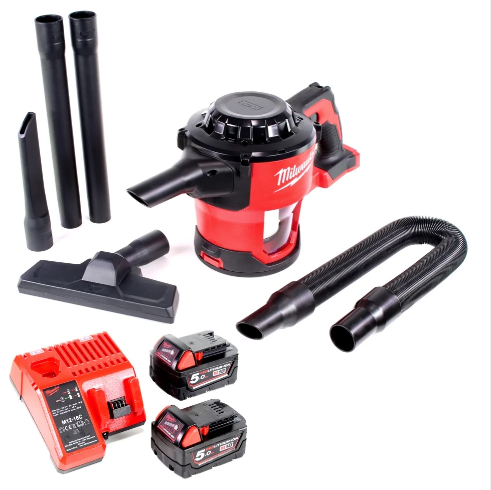 Milwaukee M18 CV 502C Aspirateur sans fil 18V + 2x Batteries 5,0 Ah + Chargeur