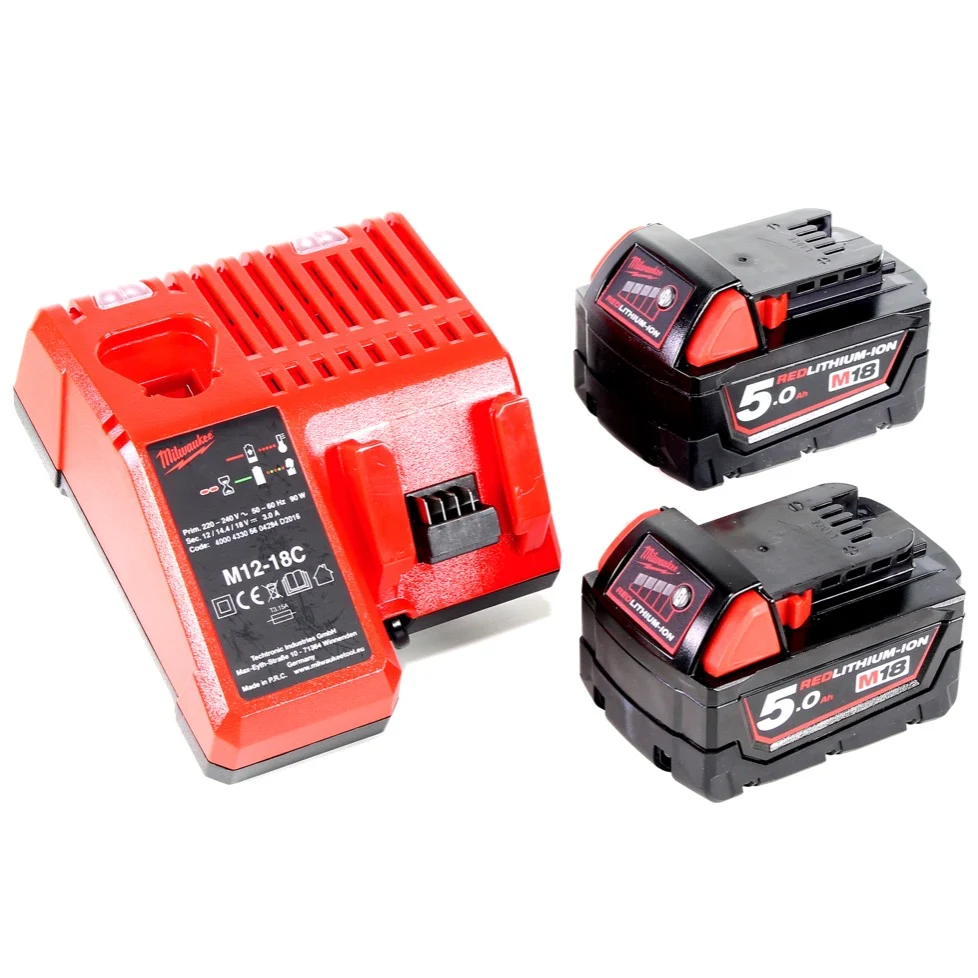 Milwaukee M18 CV 502C Aspirateur sans fil 18V + 2x Batteries 5,0 Ah + Chargeur