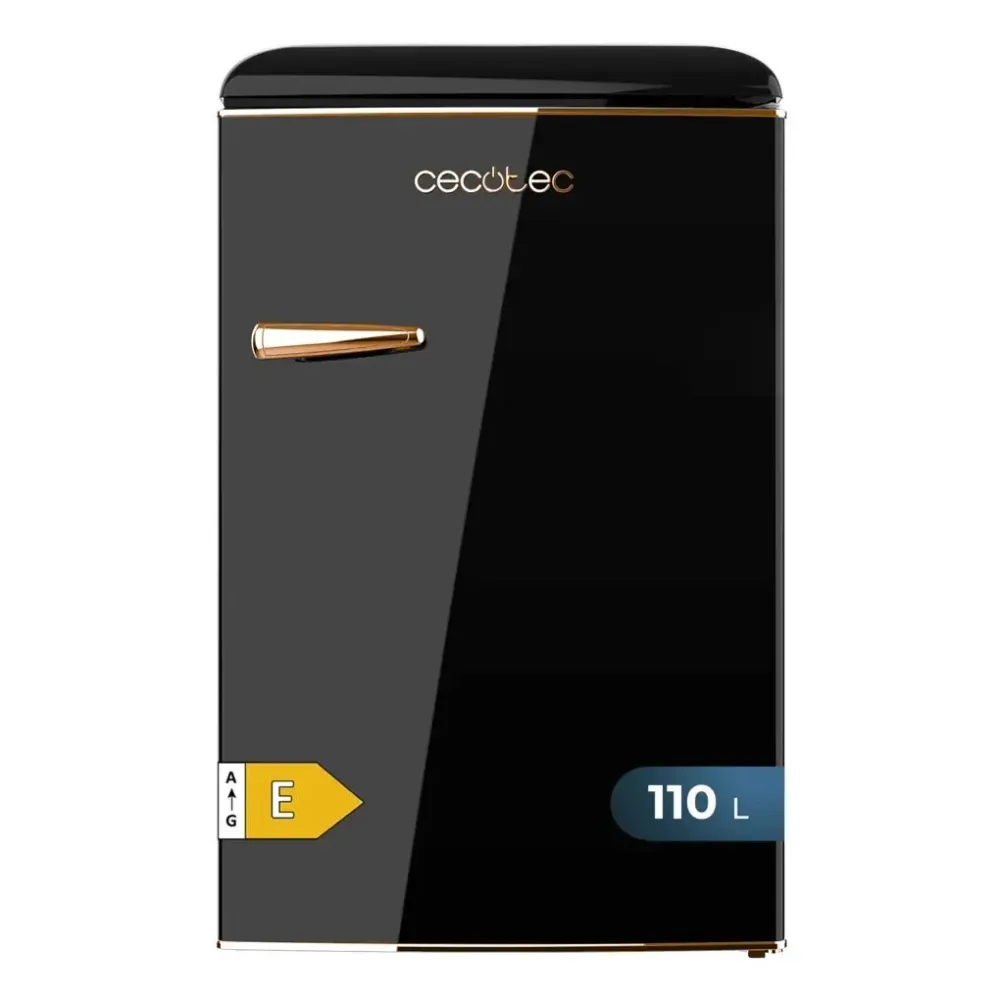 Mini frigo rétro 110 L noir avec compartiment congélateur et éclairage intérieur classe E Cecotec