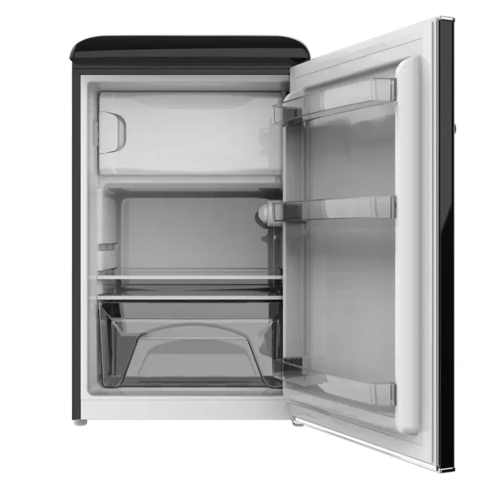 Mini frigo rétro 110 L noir avec compartiment congélateur et éclairage intérieur classe E Cecotec