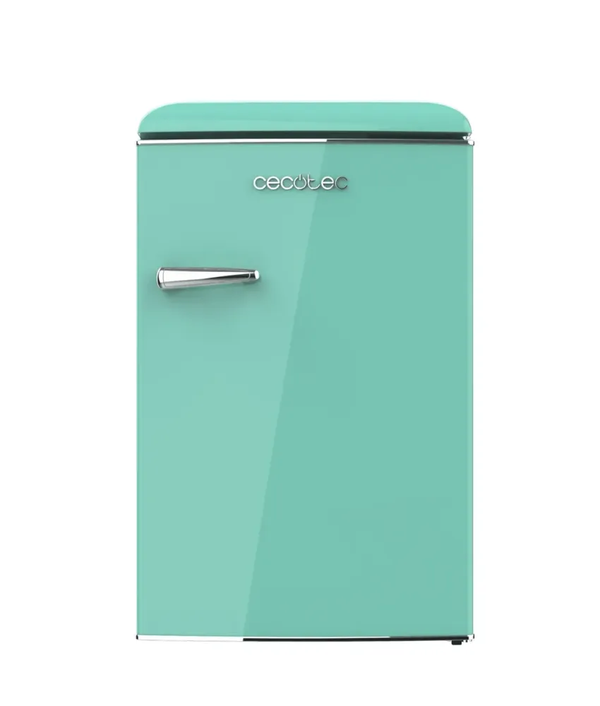 mini frigo rétro vert 110 L bac à glaçons éclairage intérieur classe E Cecotec