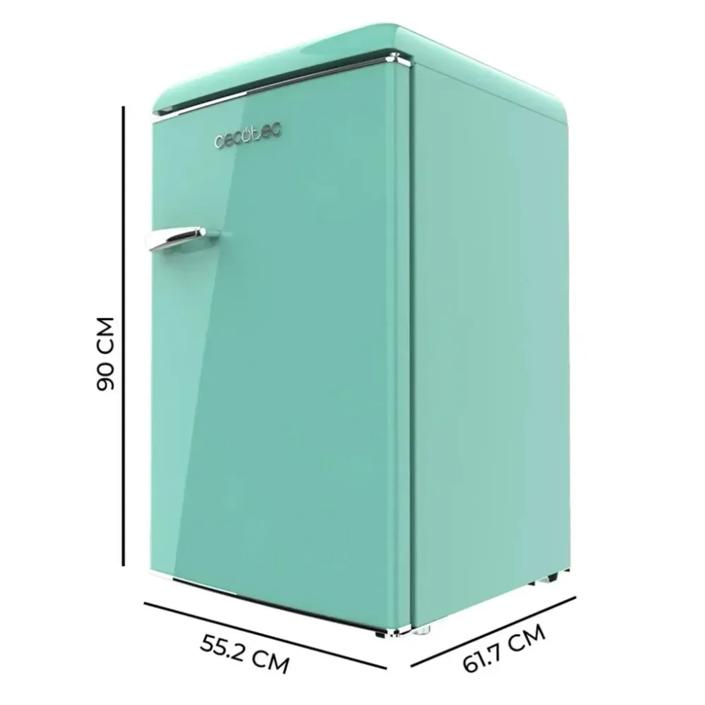 mini frigo rétro vert 110 L bac à glaçons éclairage intérieur classe E Cecotec