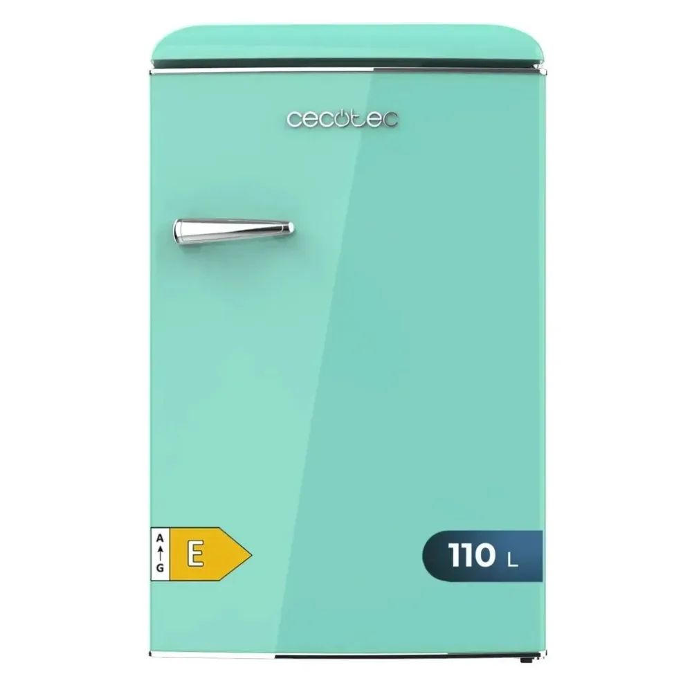 mini frigo rétro vert 110 L bac à glaçons éclairage intérieur classe E Cecotec