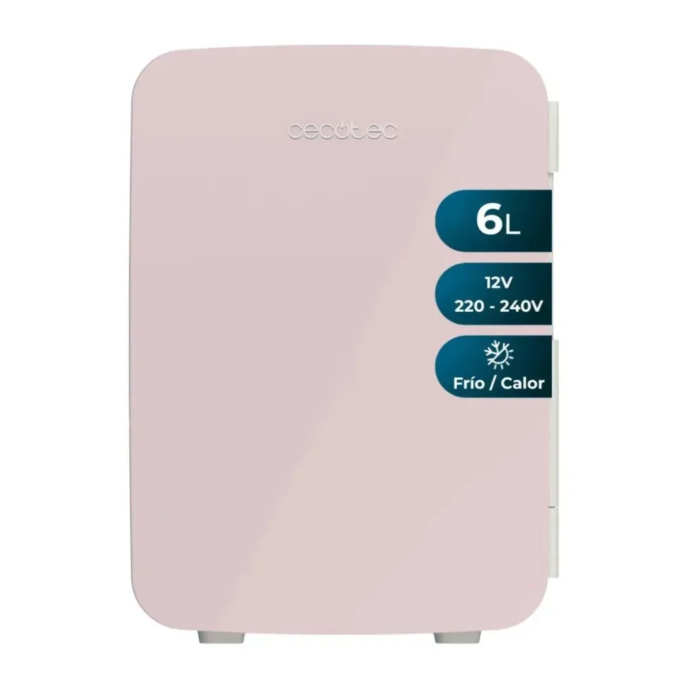 Mini réfrigérateur portable 6 L rose refroidit et chauffe pour la maison et les voyages Cecotec