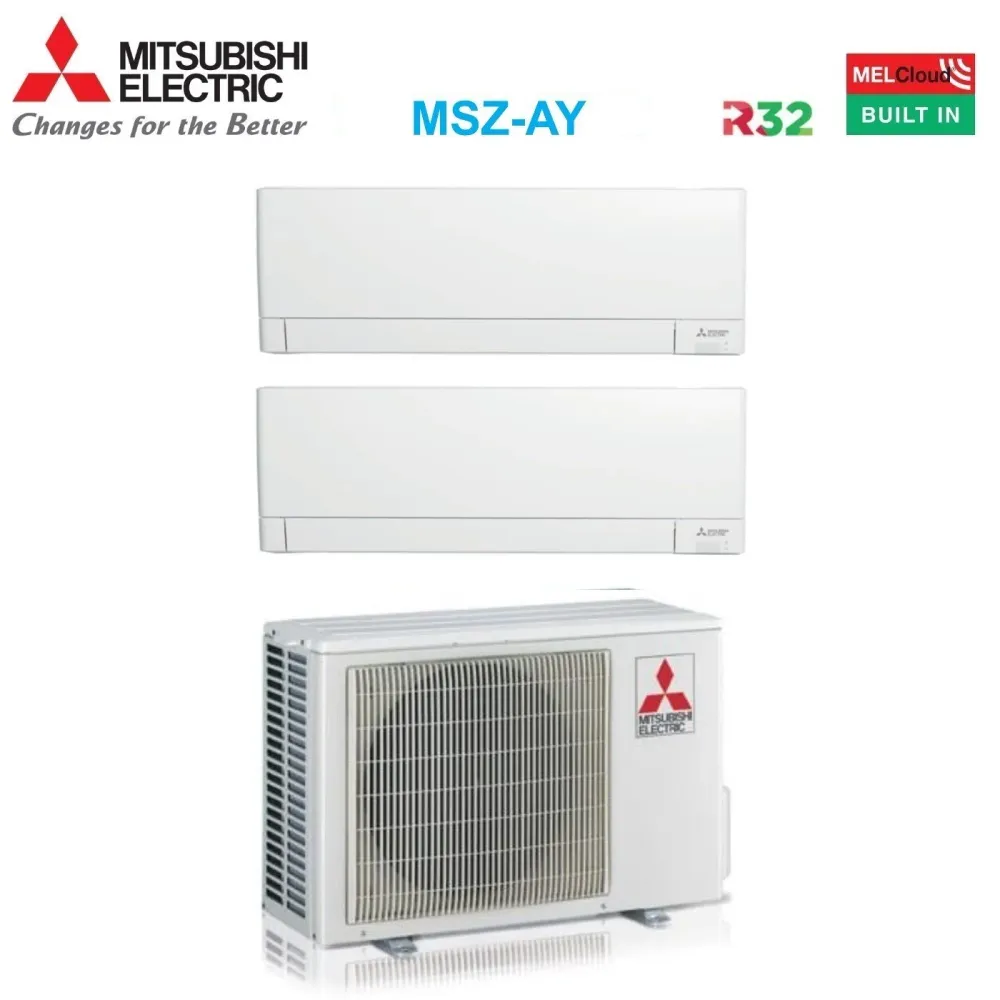 Mitsubishi Electric Dual Split Inverter Climatiseur Plus Line Série Msz-Ay 12+12 Btu avec Mxz-2f53vf Wi-Fi intégré R-32 12...