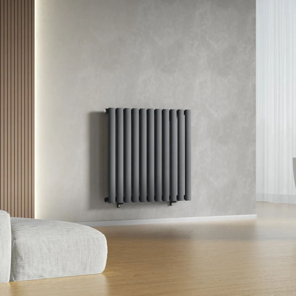 Radiateur horizontal simple colonne design gris anthracite 660 mm x 600 mm, 1 535 BTU Myhomeware