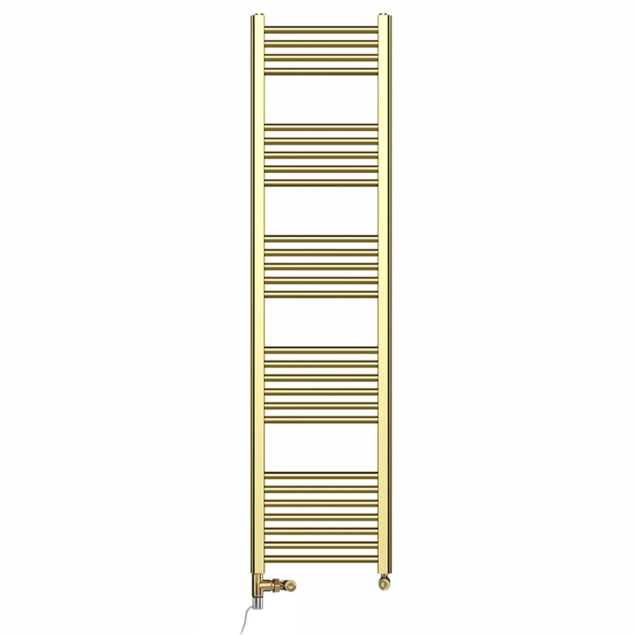 Radiateur sèche-serviettes bi-énergie 400 x 1600 mm, couleur or brillant (vannes et kit de chauffage électrique inclus) my...