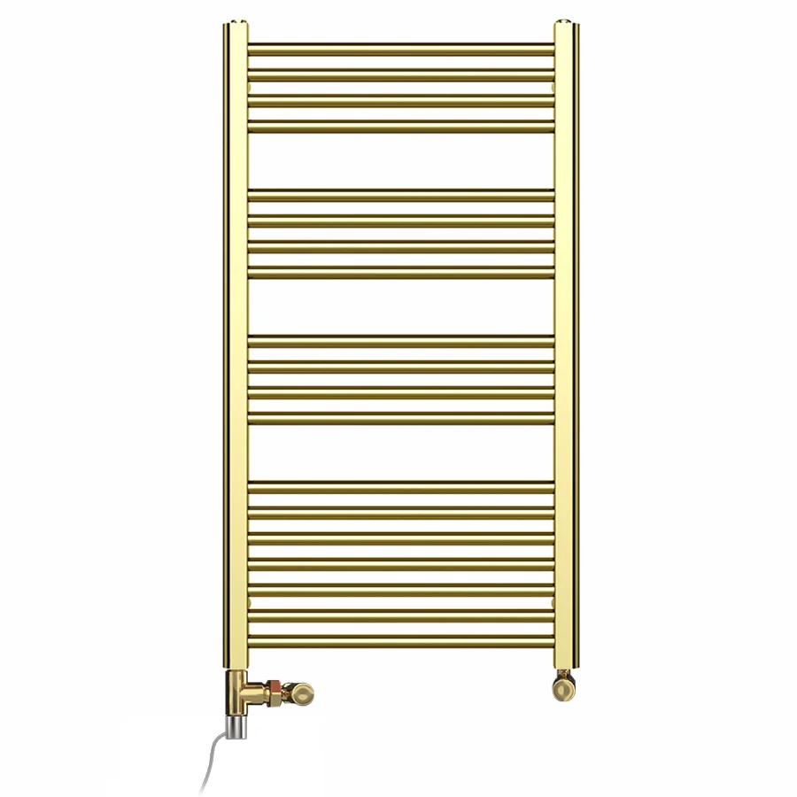 Radiateur sèche-serviettes bi-énergie 550 x 1000 mm, couleur or brillant (vannes et kit de chauffage électrique inclus) my...