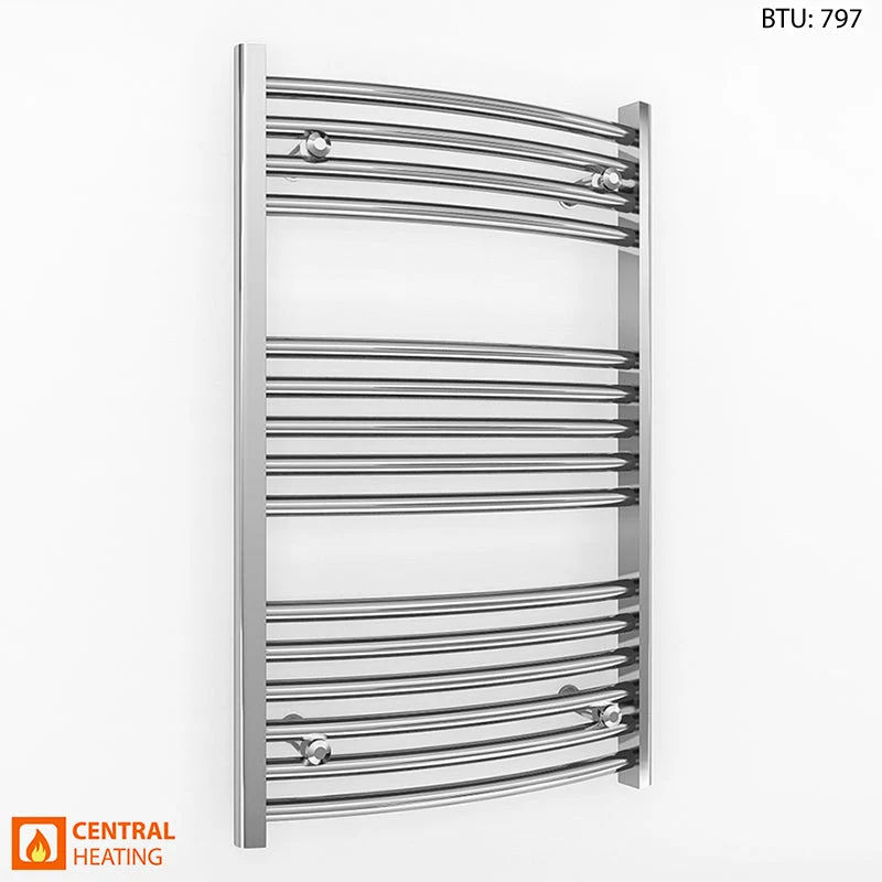 Radiateur sèche-serviettes chromé incurvé de 400 mm de large et 800 mm de haut myhomeware