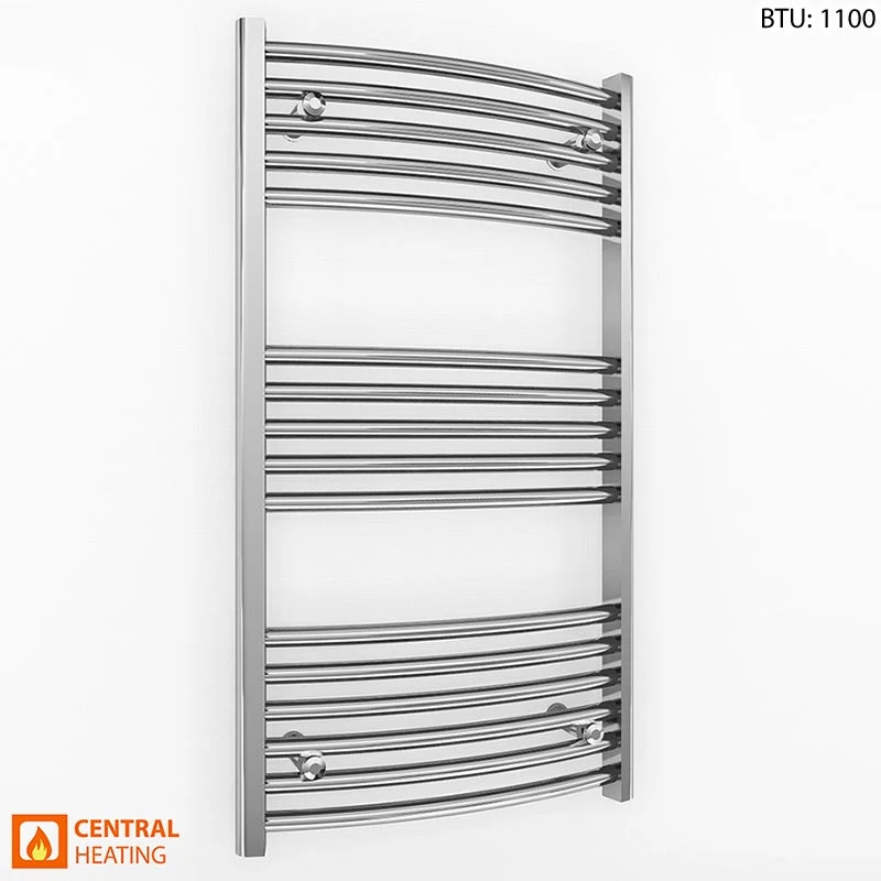 Radiateur sèche-serviettes chromé incurvé de 600 mm de large et 900 mm de haut myhomeware