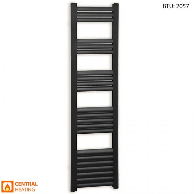 Radiateur sèche-serviettes design Accuro Korle noir mat, largeur 500 mm - hauteur 1 400 mm myhomeware