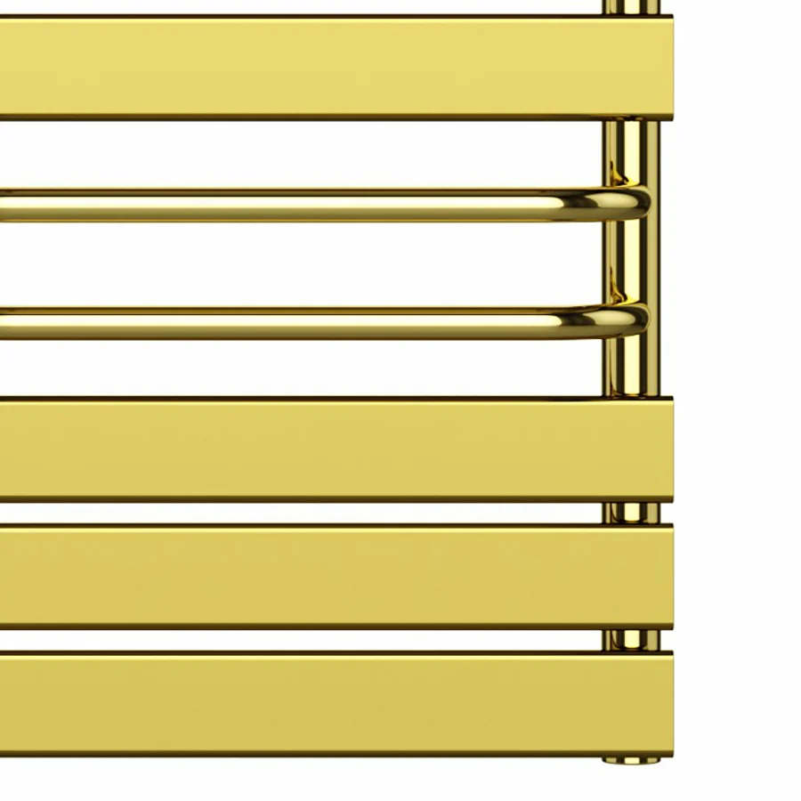 Radiateur sèche-serviettes design doré brillant de 500 mm de large et 1 000 mm de haut avec porte-serviettes myhomeware
