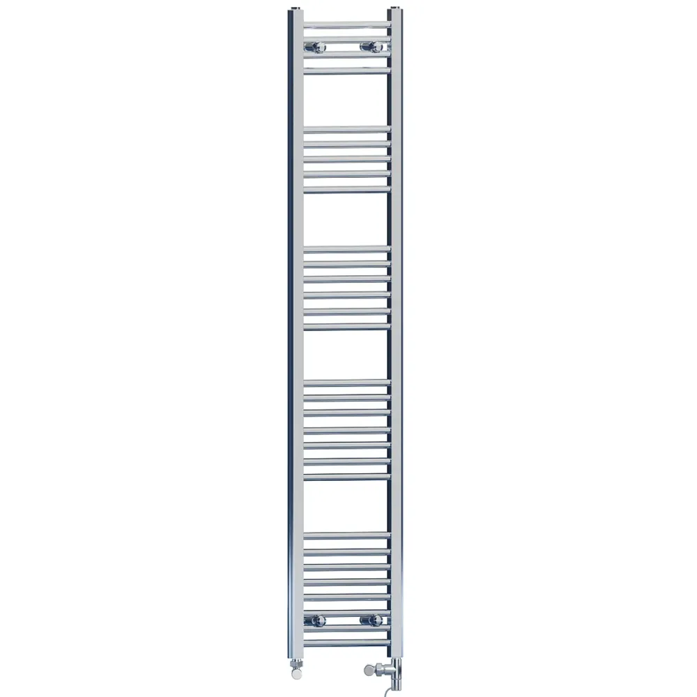 Radiateur sèche-serviettes droit chromé bi-énergie 350 x 1700 mm (robinets et kit de chauffage électrique inclus) myhomeware