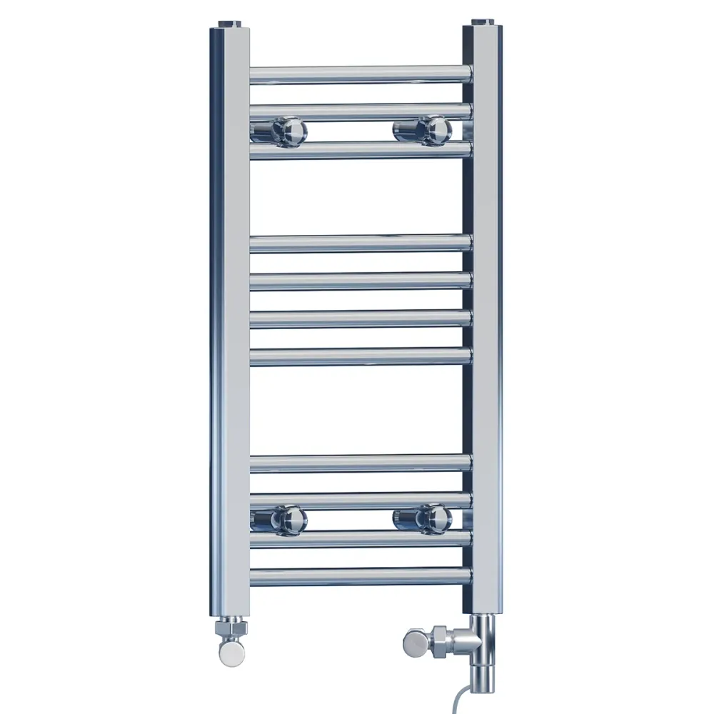 Radiateur sèche-serviettes droit chromé bi-énergie 350 x 600 mm (robinets et kit de chauffage électrique inclus) myhomeware