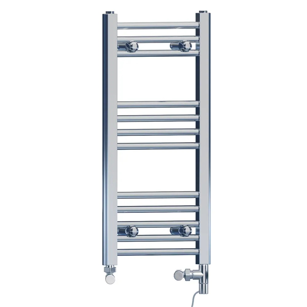 Radiateur sèche-serviettes droit chromé bi-énergie 350 x 700 mm (robinets et kit de chauffage électrique inclus) myhomeware