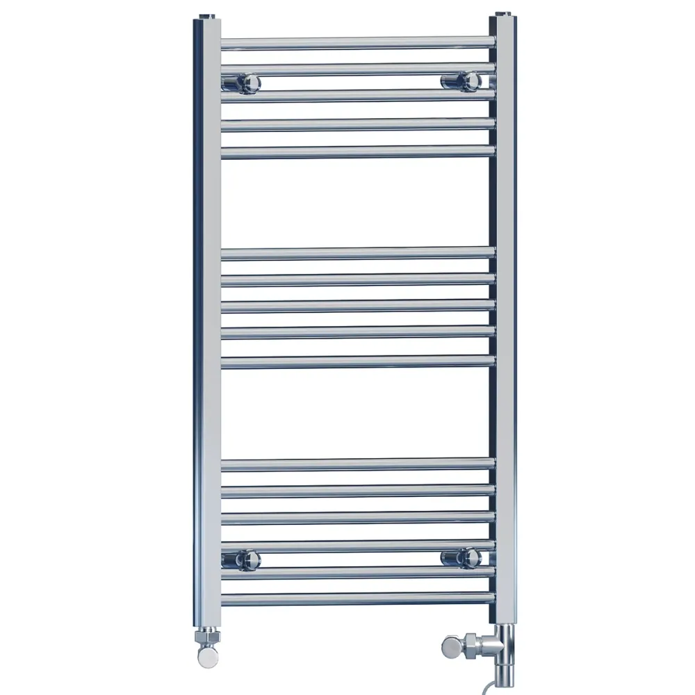 Radiateur sèche-serviettes droit chromé bi-énergie 400 x 900 mm (robinets et kit de chauffage électrique inclus) myhomeware