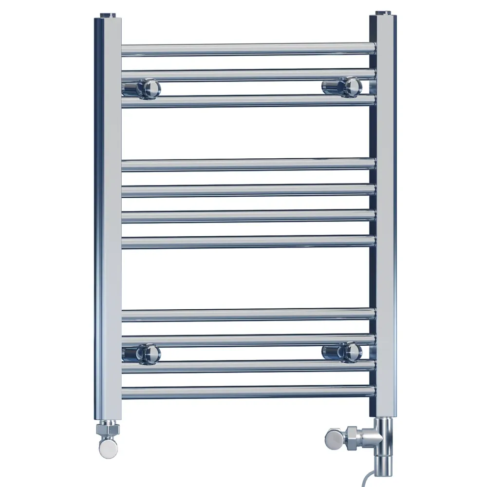 Radiateur sèche-serviettes droit chromé bi-énergie 450 x 600 mm (robinets et kit de chauffage électrique inclus) myhomeware