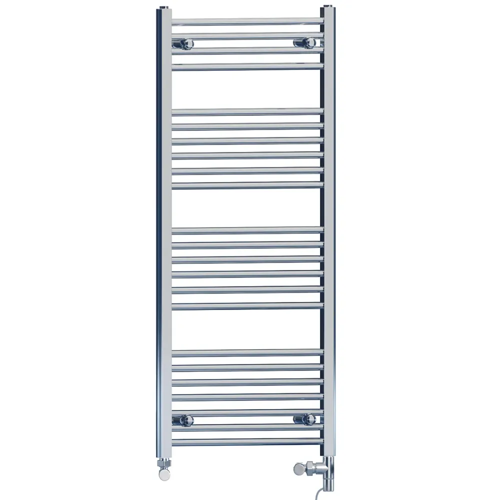 Radiateur sèche-serviettes droit chromé bi-énergie 550 x 1 200 mm (robinets et kit de chauffage électrique inclus) myhomeware