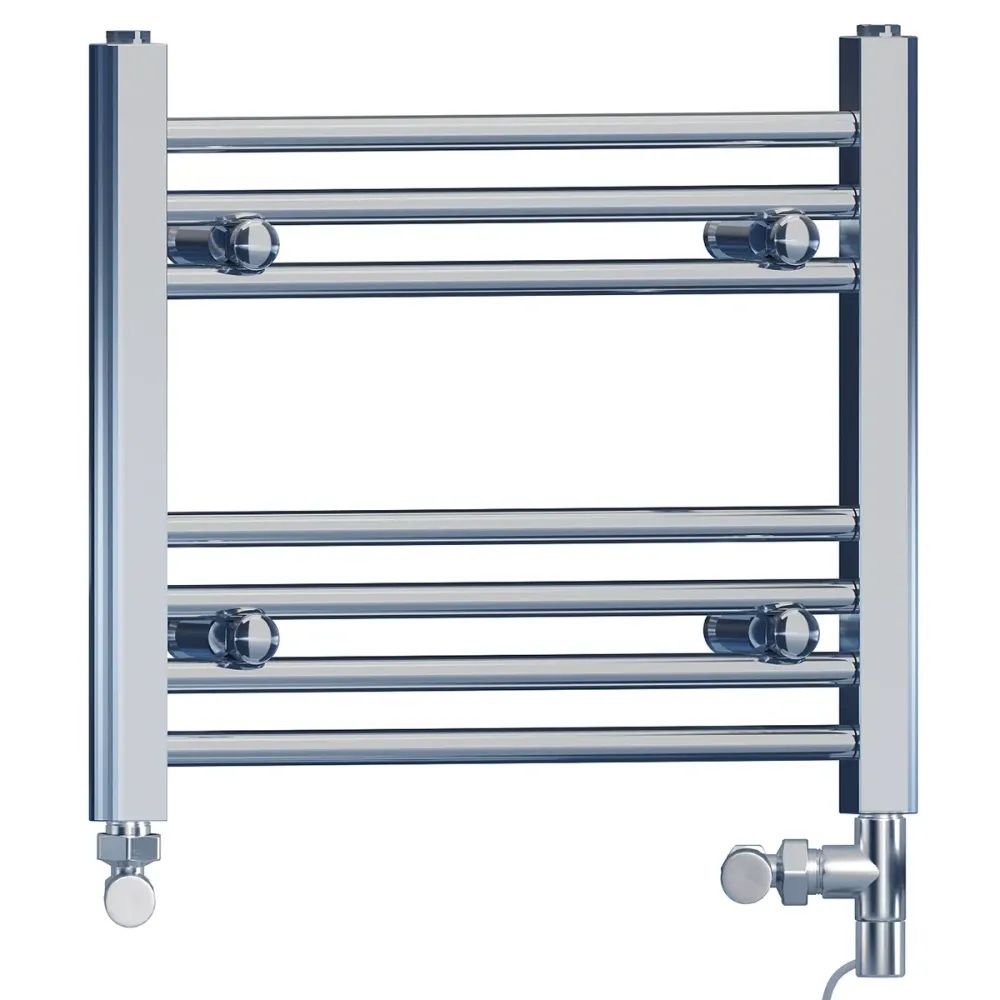 Radiateur sèche-serviettes droit chromé bi-énergie 600 x 400 mm (robinets et kit de chauffage électrique inclus) myhomeware
