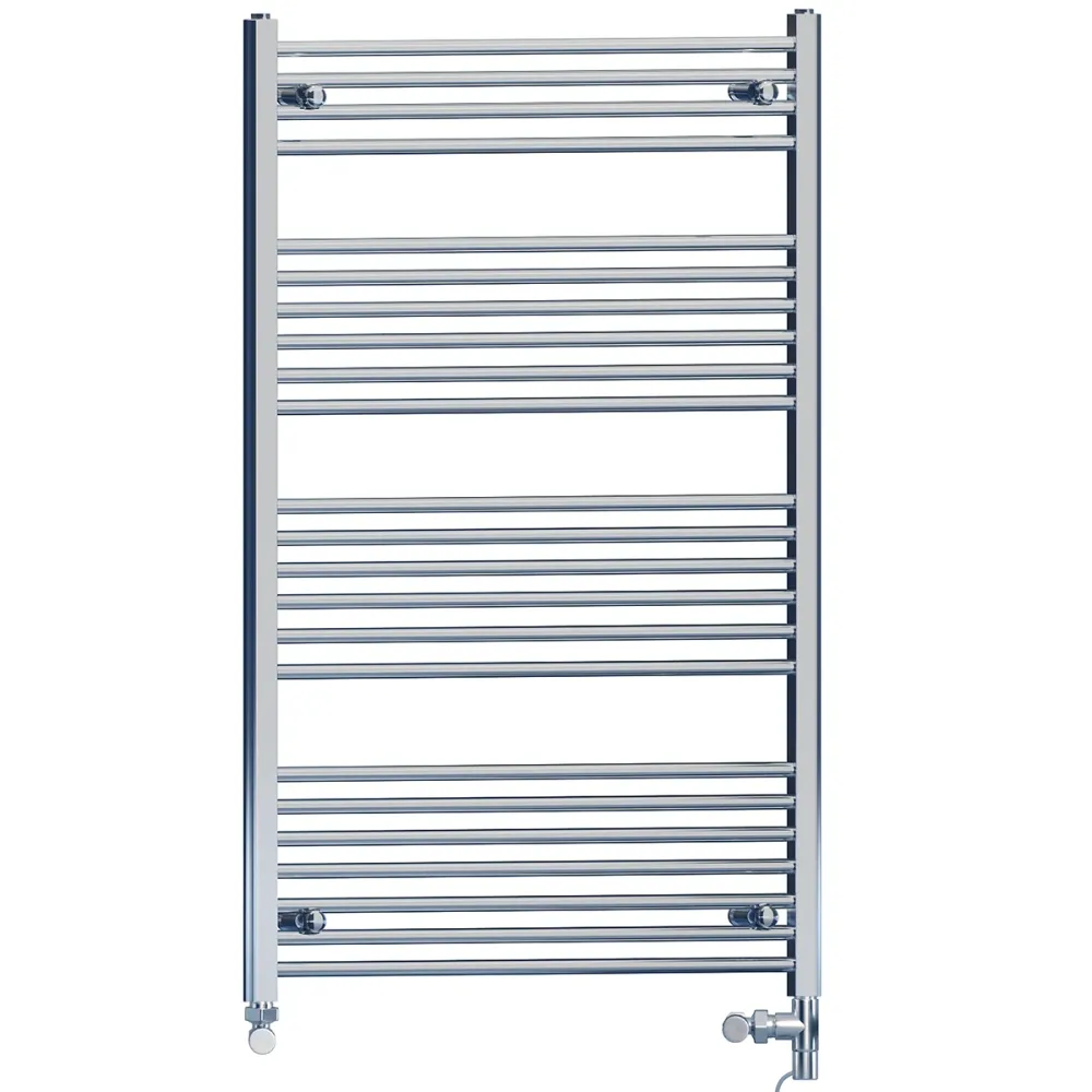 Radiateur sèche-serviettes droit chromé bi-énergie 700 x 1 200 mm (robinets et kit de chauffage électrique inclus) myhomeware
