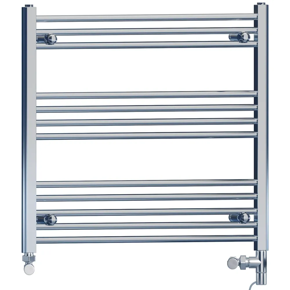 Radiateur sèche-serviettes droit chromé bi-énergie 800 x 700 mm (robinets et kit de chauffage électrique inclus) myhomeware