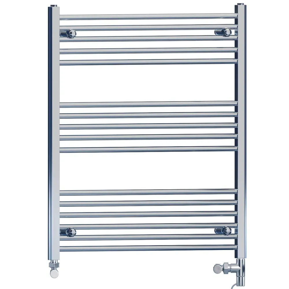 Radiateur sèche-serviettes droit chromé bi-énergie 800 x 900 mm (robinets et kit de chauffage électrique inclus) myhomeware