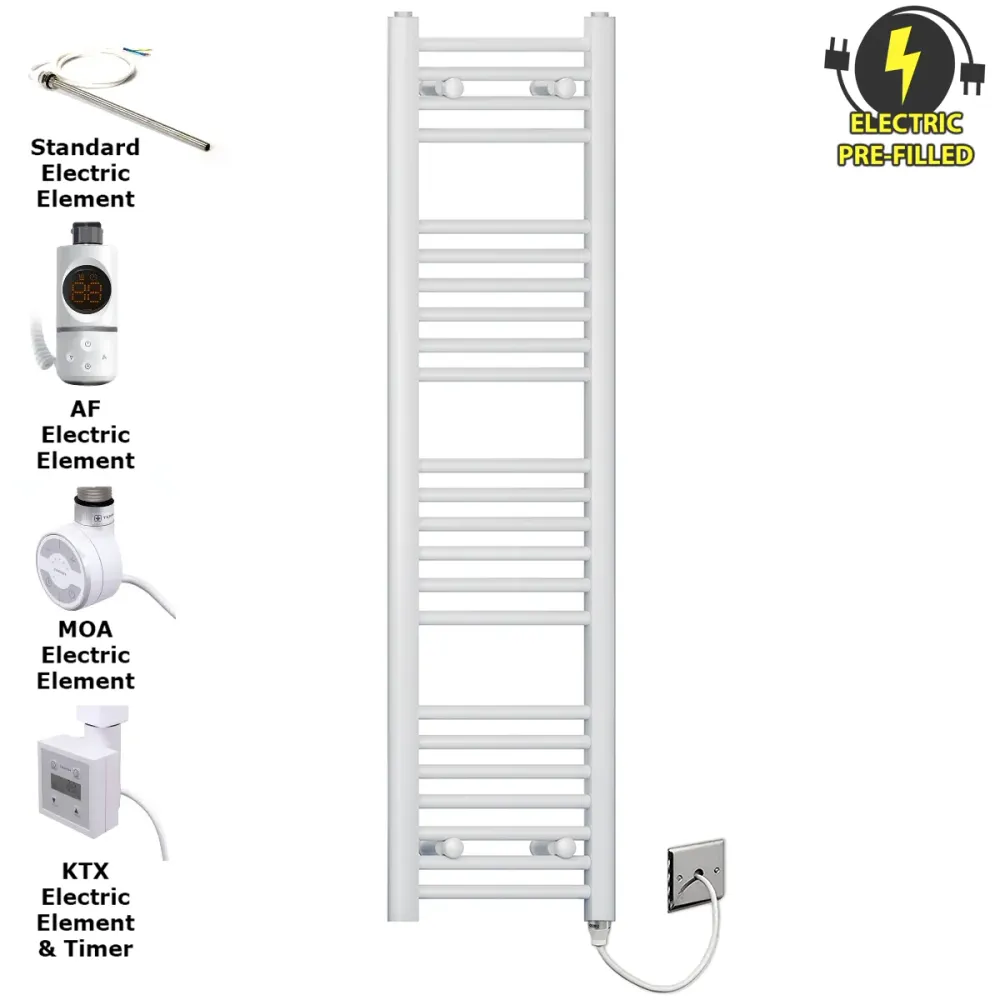 Radiateur sèche-serviettes électrique blanc plat de 300 mm de large et 1 200 mm de haut myhomeware