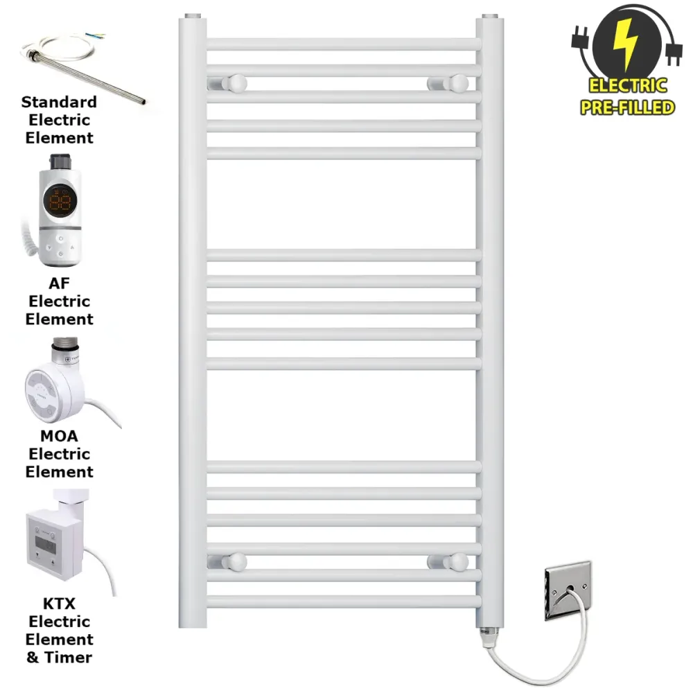 Radiateur sèche-serviettes électrique blanc plat de 400 mm de large et 900 mm de haut myhomeware