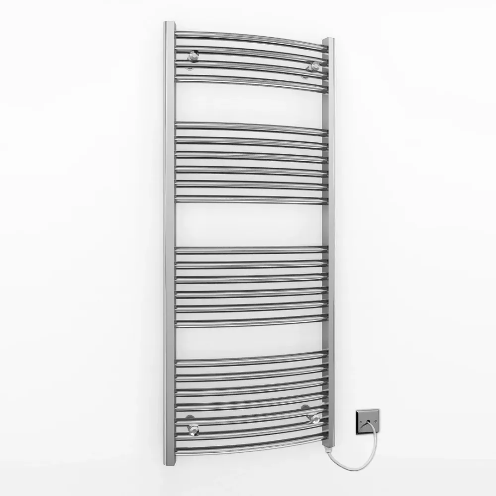 Radiateur sèche-serviettes électrique chromé incurvé de 400 mm de large et 1 200 mm de haut myhomeware