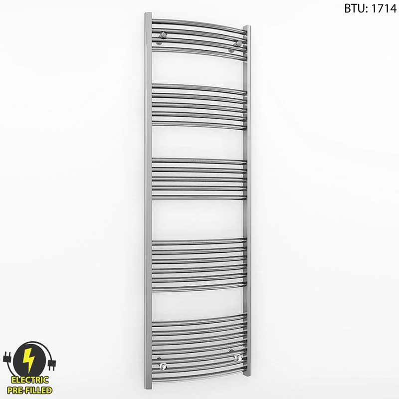 Radiateur sèche-serviettes électrique chromé incurvé de 500 mm de large et 1 600 mm de haut myhomeware