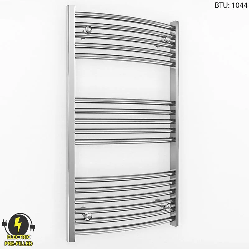 Radiateur sèche-serviettes électrique chromé incurvé de 550 mm de large et 900 mm de haut myhomeware