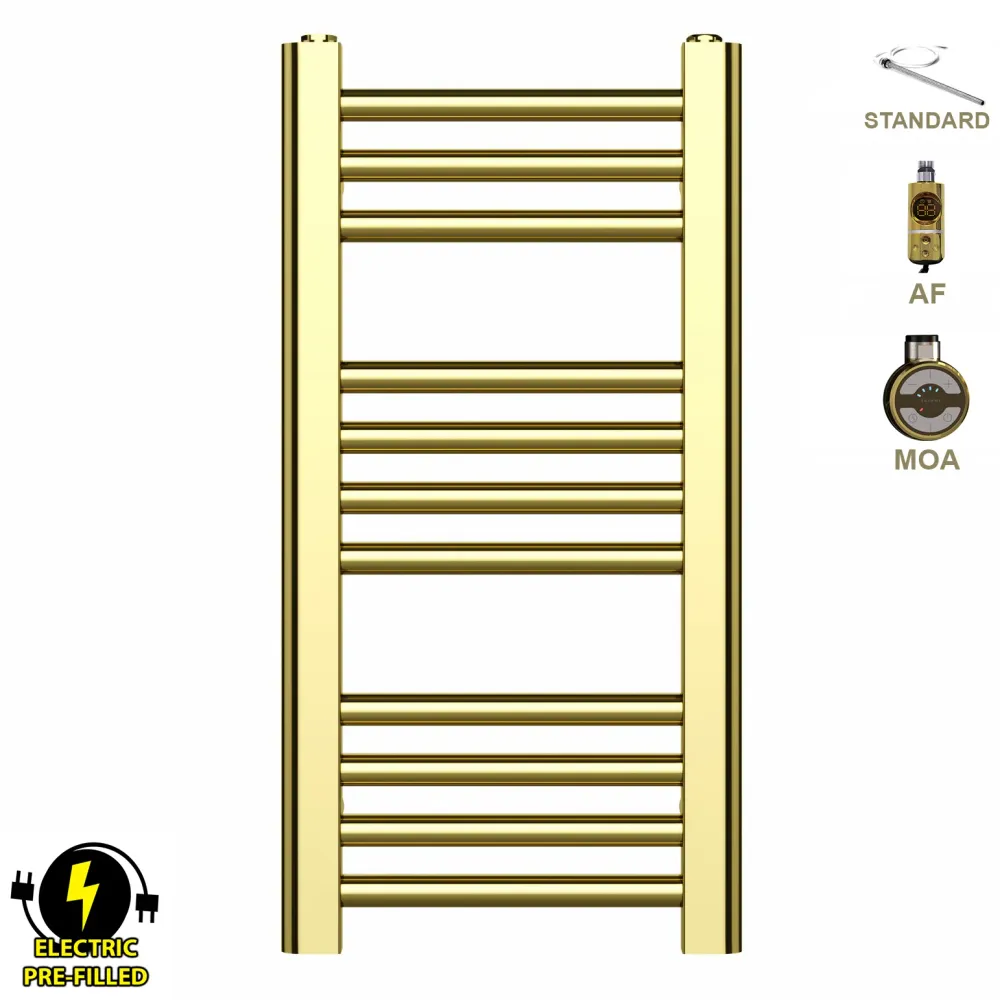 Radiateur sèche-serviettes électrique doré brillant de 300 mm de large et 600 mm de haut myhomeware