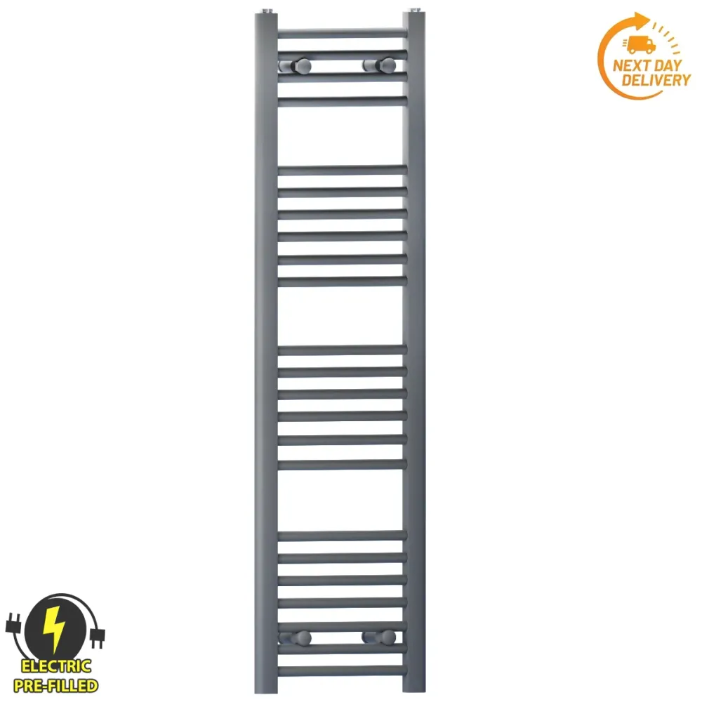 Radiateur sèche-serviettes électrique gris anthracite de 300 mm de large et 1 200 mm de haut myhomeware