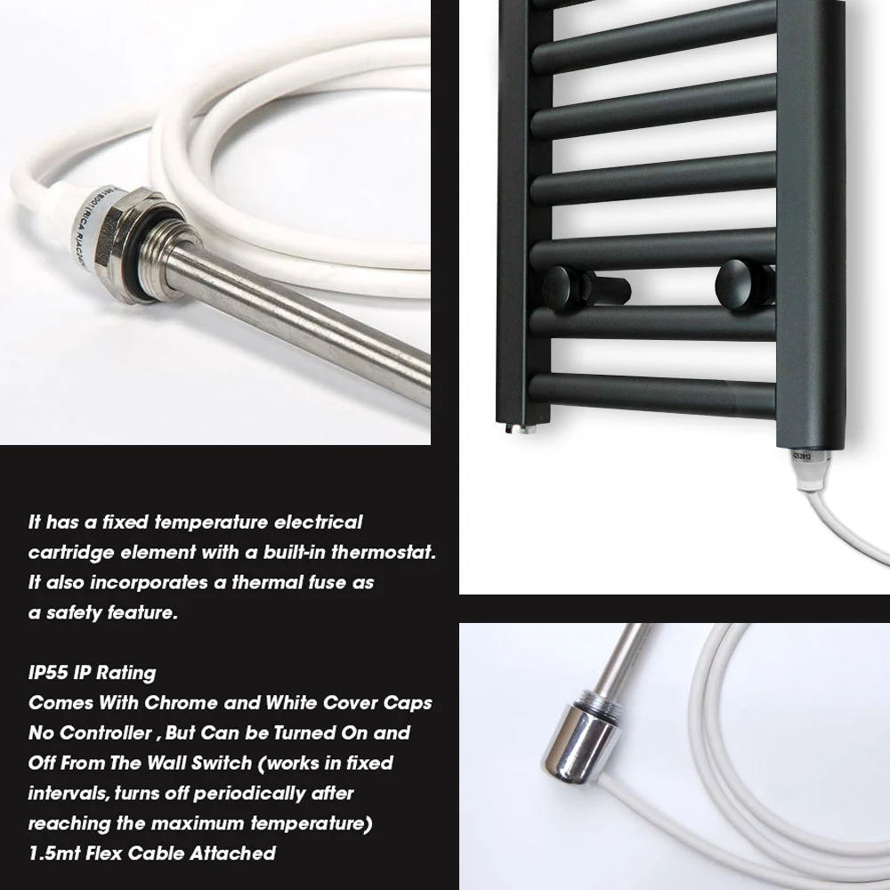 Radiateur sèche-serviettes électrique gris anthracite de 300 mm de large et 1 200 mm de haut myhomeware