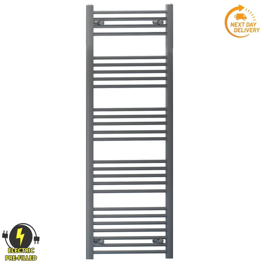 Radiateur sèche-serviettes électrique gris anthracite de 400 mm de large et 1 400 mm de haut myhomeware