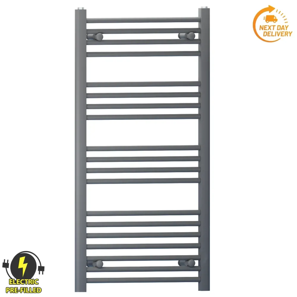 Radiateur sèche-serviettes électrique gris anthracite de 450 mm de large et 1 000 mm de haut myhomeware