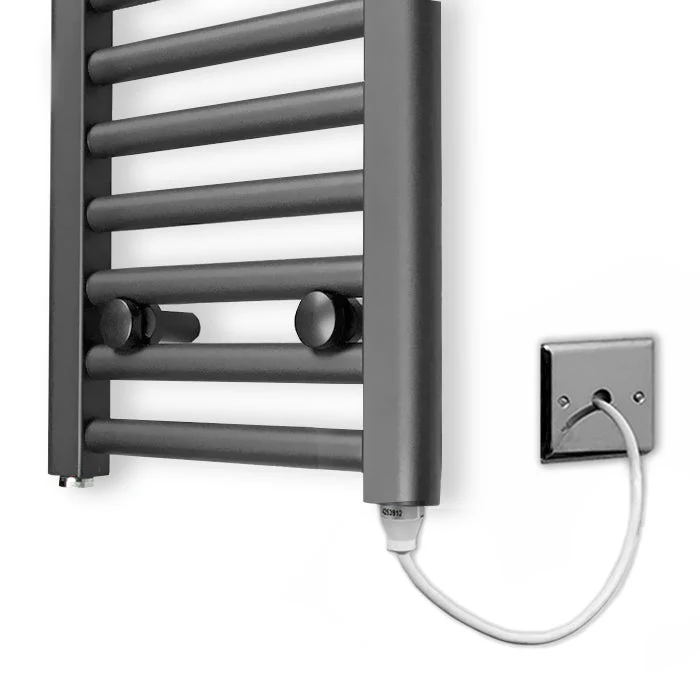 Radiateur sèche-serviettes électrique gris anthracite de 600 mm de large et 1 200 mm de haut myhomeware