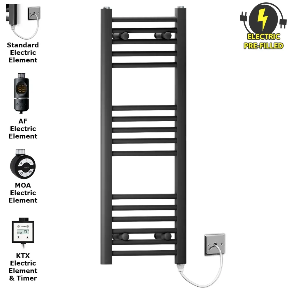 Radiateur sèche-serviettes électrique noir mat de 300 mm de large et 900 mm de haut myhomeware