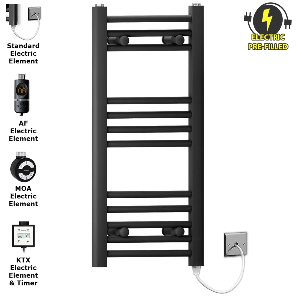 Radiateur sèche-serviettes électrique noir mat de 300 mm de large et 700 mm de haut myhomeware